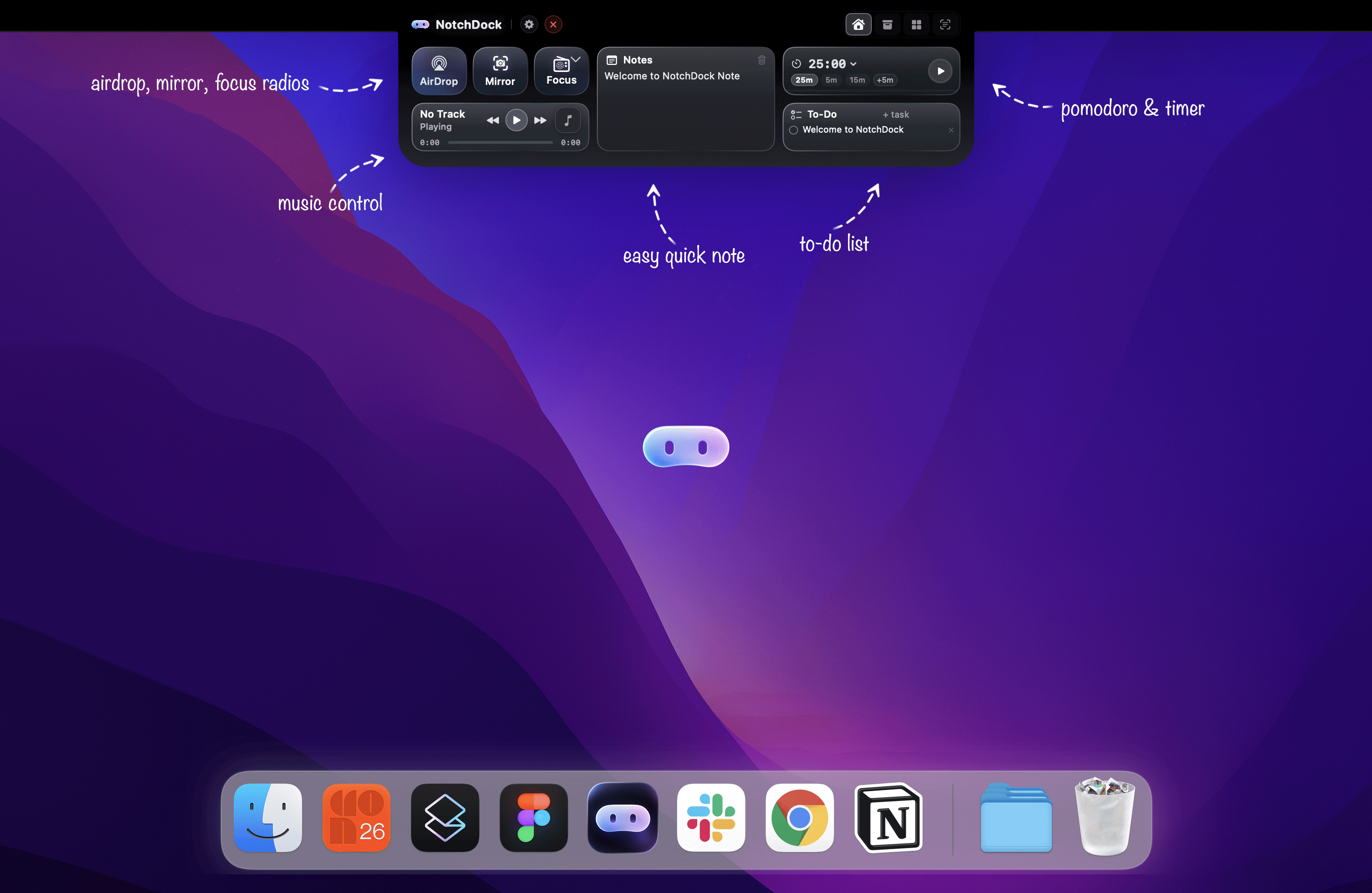 NotchDock MacBook Screen